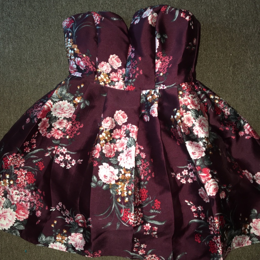 Floral strapless formal dress (with pockets!)